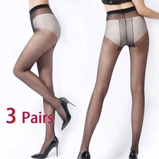  Black Sheer Pantyhose for Women Ultra-thin Tights Sexy Silky Stretch Seamless