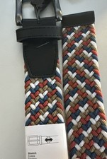 NWT Nike G-Flex Stretch Woven Golf Belt Blue Rust Brown White Large 38-40