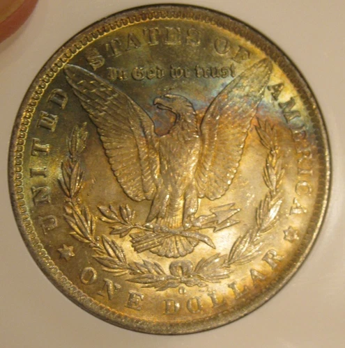 1884 O Morgan Silver Dollar -BU, fully toned, colorful toning, 5279-1