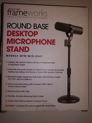 Gator Frameworks Desktop Microphone Stand - Round Weighted Base  Adjustable, NEW