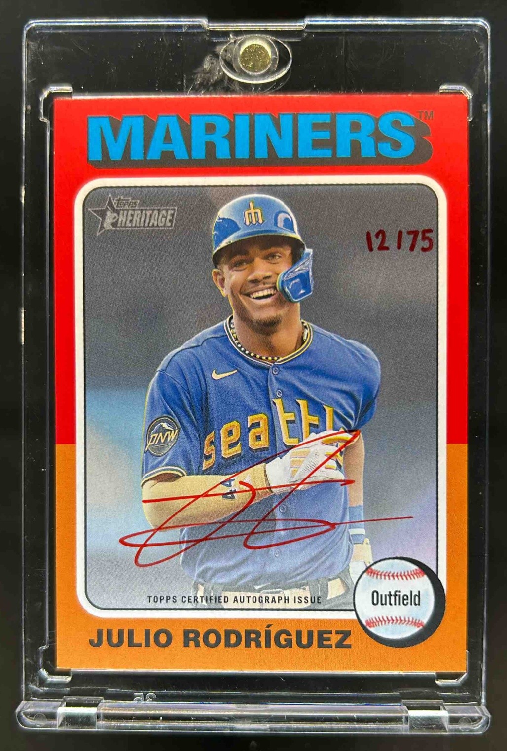 2024 Topps Heritage Julio Rodriguez Real One Auto Special Edition Red Ink #/75