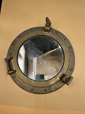 Ship Porthole Mirror 11 Aged Heavy Brass Nautical Marine Mirror Latches Patina