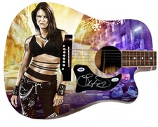 WWE Lita Signed 1/1 Custom Graphics Photo WWF Guitar PSA
