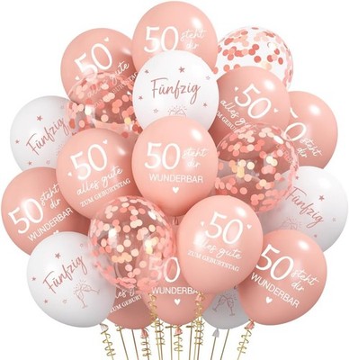 Luftballons 50. Geburtstag Rosegold 30 Stück Deko Set für Frauen Party Supplies