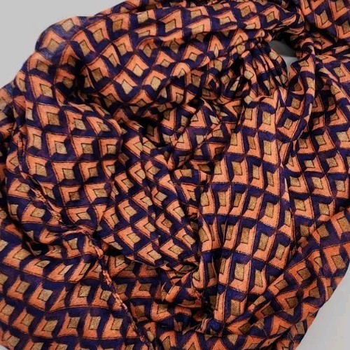 Papillon Infinity Loop Scarf Geometric Orange Blu… - image 3