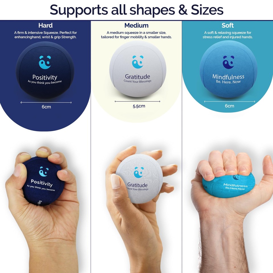 Mind & Body Stress Balls For Adults TriDensity Hand Therapy Exercise