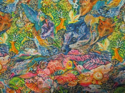 MYTHICAL ANIMAL FACES DRAGON ANIMALS RAY OF HOPE COTTON FABRIC FQ