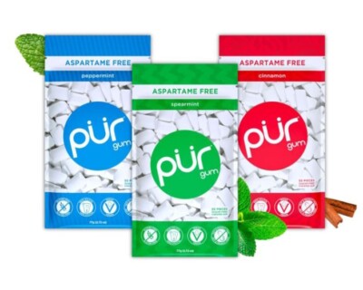 PUR Xylitol Chewing Gum Flavor Variety (3 Pack) Peppermint Spearmint Cinnamon 