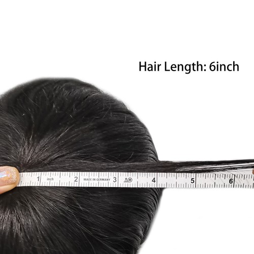 Mens Toupee French Lace Human Hair Replacement System Poly Skin PU Hairpiece Wig - Picture 6 of 9