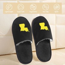 Louisiana State Map Furry Slippers Men's Slippers Plush Home Slippers