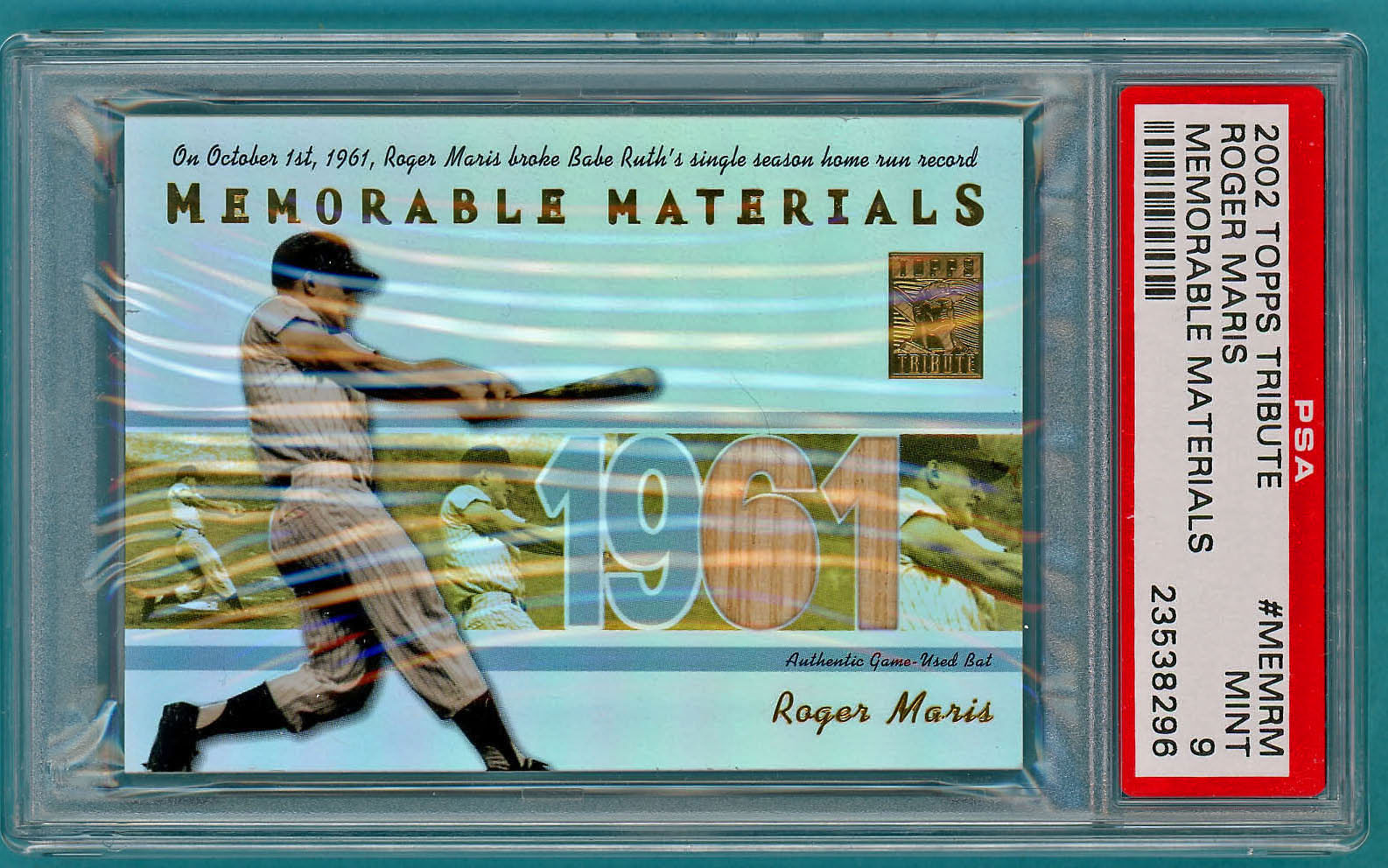 2002 Topps Tribute Memorable Materials Roger Maris MEM-RM Game-Used Relic Card