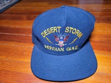 Vintage Desert Storm Persian Gulf Snapback Hat Cap Medium Large Blue