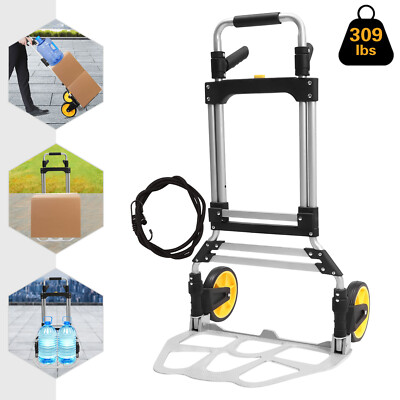 Industrial 309lb Folding Hand Truck Dolly Cart Aluminum Foldable Trolley w/Wheel