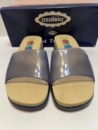 NEU Azaleia Hot Tropics Azaleen BLAU sonnenbräune Rutschsandalen 7M klarer Strand - Bild 2 von 8
