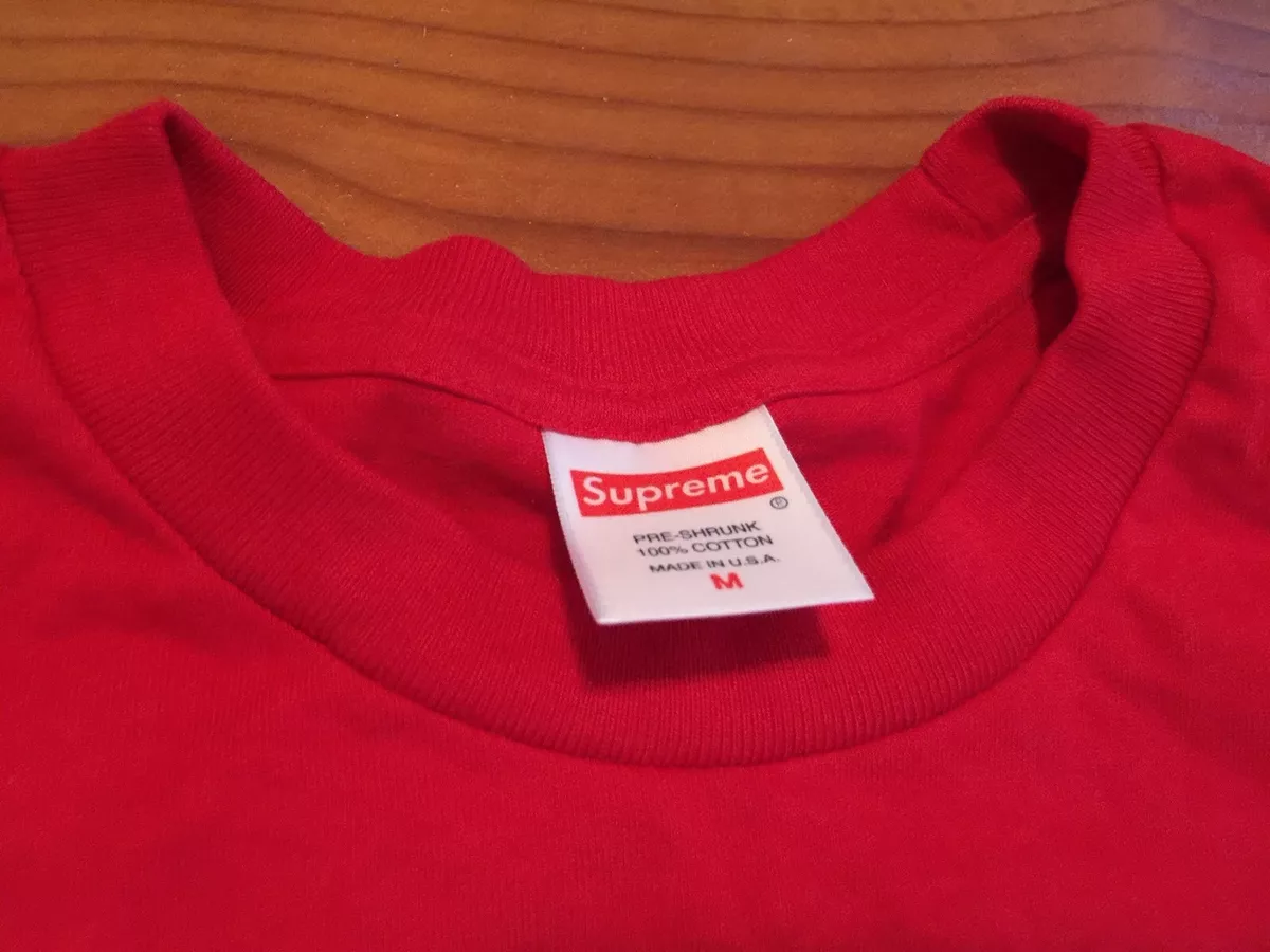 VNTG🔥 SUPREME Made In USA Red T-Shirt Long Basic Bright Red Plain 90%  Cotton M