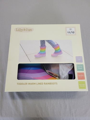 Lily And Dan L&D Girls Rainboots Rainbow Color Size 11/12 NIB Purple Faux Fur