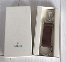ROLEX Original Novelty Brown Leather Stainless Key holder Key ring wz/Box Rare