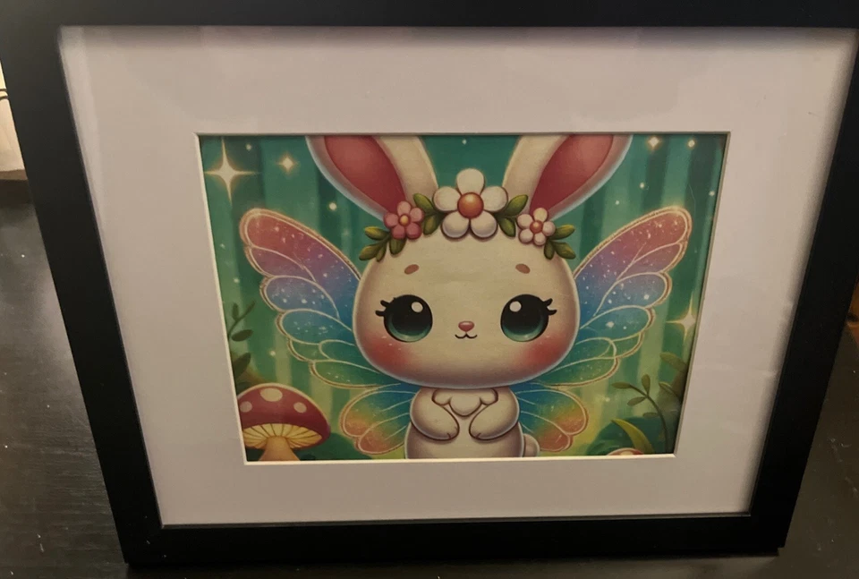 Cute Bunny Rabbit Graphic Design Art- framed 8x11 - Image 4 of 4