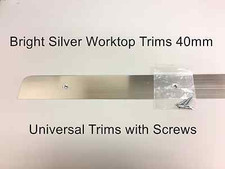 Kitchen Worktop Edging Trim BRIGHT SILVER END CAP 40mm & screws. BARGAIN OFFER