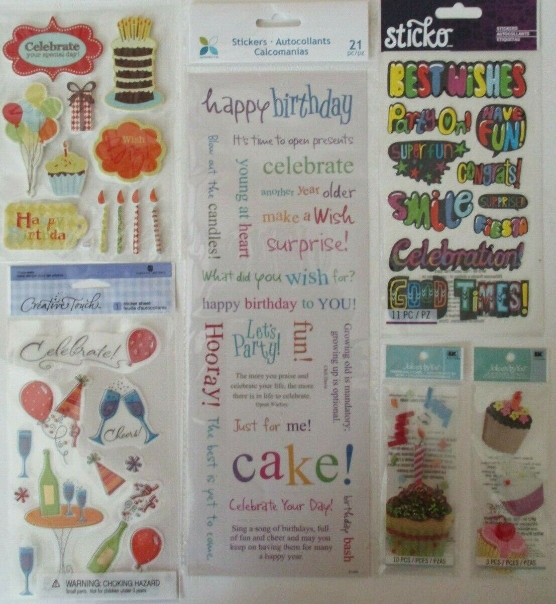 Scrapbooking Craft Stickers Jolee's Boutique Lot BIRTHDAY Party Cake Celebrate