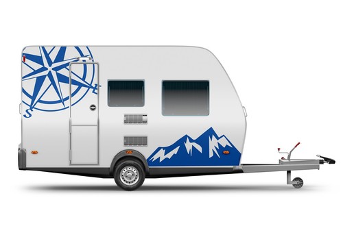 Calcomanías Stıcker Compass gráfico de montaña para remolque de viaje pequeño RV repuesto - Imagen 5 de 5