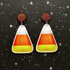 Candy Corn Statement Earrings Horror Jewellery Goth Halloween Candy Spooky Cute
