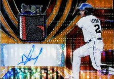 2020 Panini Select RJA-DL DOMINGO LEYBA ORANGE PULSAR /10 ROOKIE PATCH AUTO