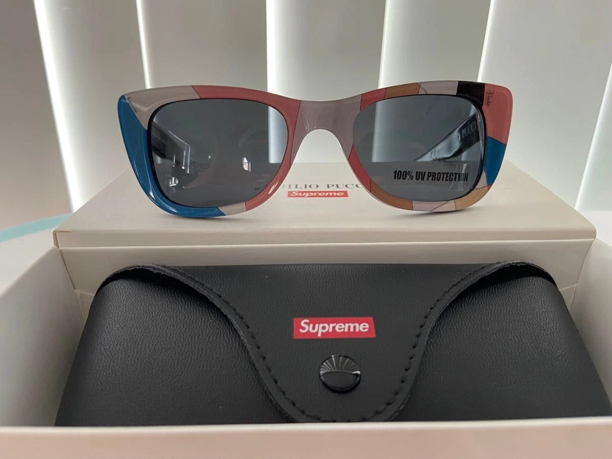 Lunettes de soleil collaboration Supreme x Emilio Pucci authentiques neuves avec boîte 