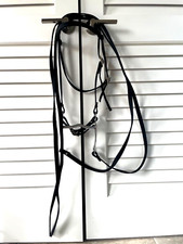 BLACK CORDURA NYLON WESTERN BRIDLE SET W/5 1/4" CURB BIT  SPLIT REINS