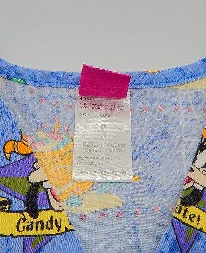 Wonderful World Of Disney Halloween Scrub Top Donald Duck Goofy Candy Pirate Med - Picture 7 of 10