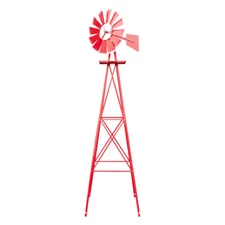 LEADZM 8ft  Metal Windmill Yard Garden Decoration Wind Mill