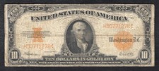 FR. 1173 1922 $10 TEN DOLLARS &ldquo;HILLEGAS&rdquo; GOLD CERTIFICATE CURRENCY NOTE