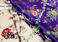 Jacquard Satin Faux Silk Fabric Chinese Begonia Floral Brocade Retro Costume Red