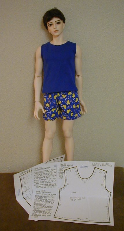 Tank Top & Boxer Shorts Pattern 27BJD03 For 1/3 Scale Male BJD Dolls-image