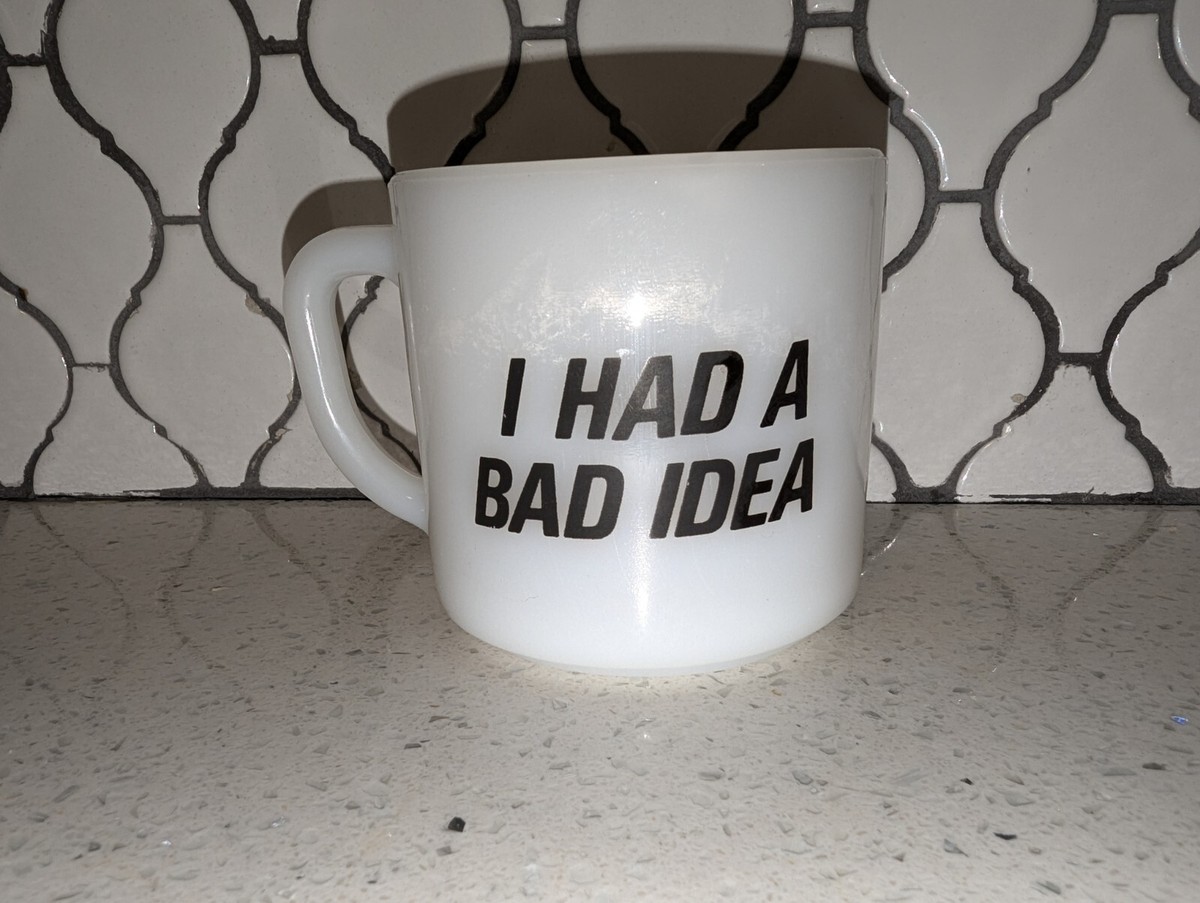 Vintage Federal Milk Glass Coffee Mug I'm a Emery Bad Guy I had a Bad Idea.  | eBay