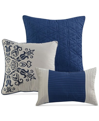Hallmart Collectibles Classic Symmetrical Gloria 7-Pc. Comforter Set KING Blue - Picture 5 of 7