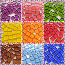 300 X Square Glass Mosaic Tiles Solid Clear for DIY Crafts Arts Home Decor