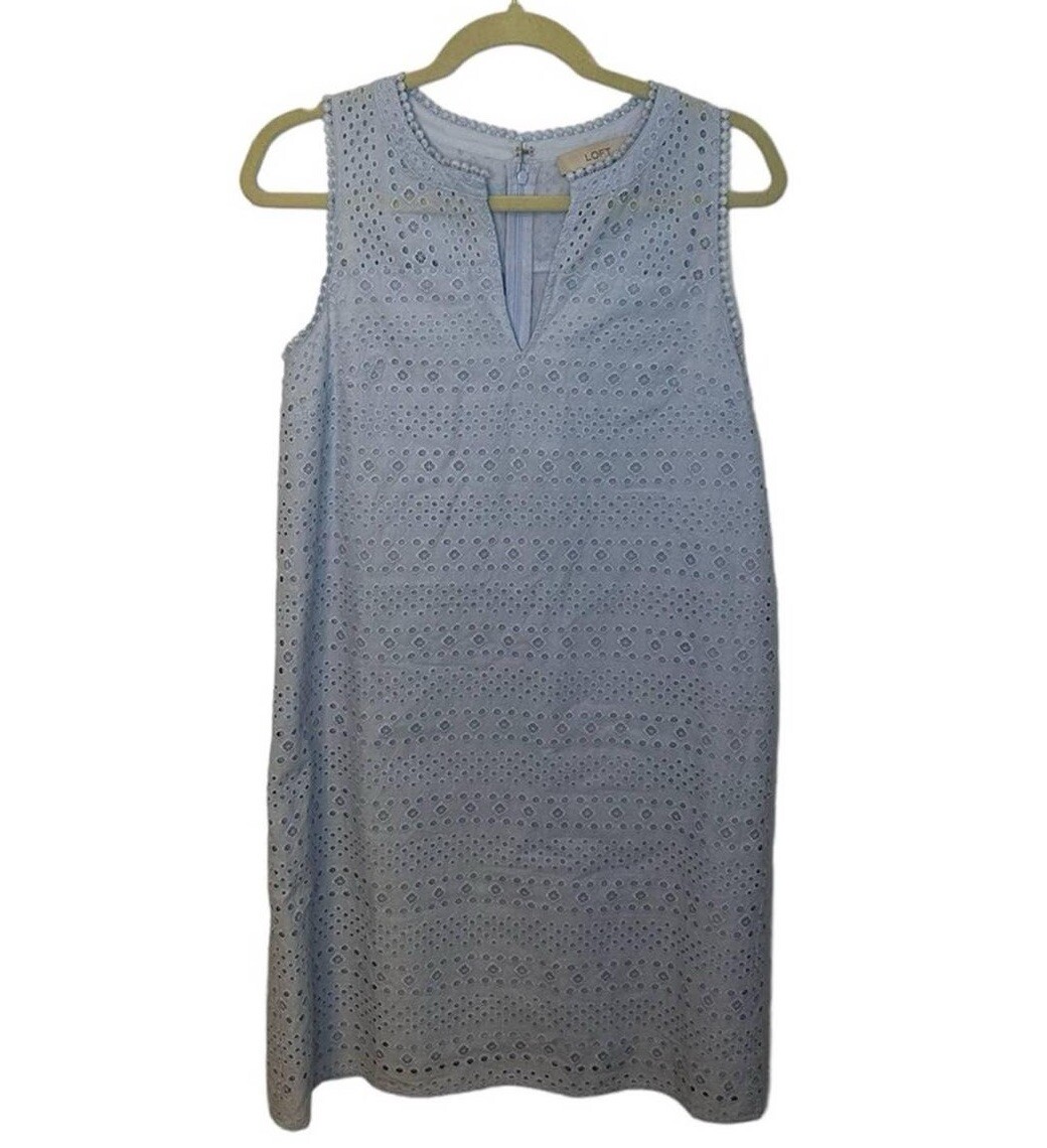 chinese dress ladies Ann Taylor Loft Navy with Lace Overlay Shift Dress- Size 10