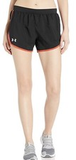 NWT Under Armour Fly By 2.0 Black/Orange/Pink Running Shorts Women  s Size XL