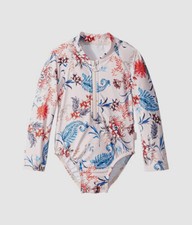  104 Seafolly Girls' Pink Floral Long Sleeve Tank One-Piece Swimwear AUS Size 1