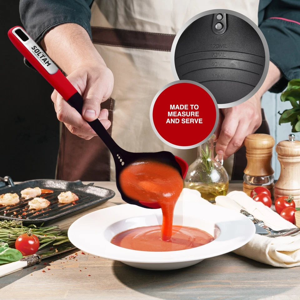 5 Pcs Red Silicone Utensils Set Non-Stick & Heat Resistant for Cooking & Serving - Image 3 of 4