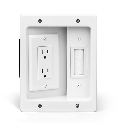 Wall Cable Concealer Management Kit Recessed Outlet behind TV for Mount with Box