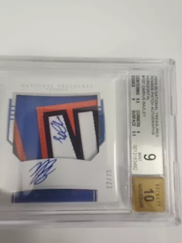 2019-20 National Treasures Darius Bazley /75 Rookie Patch Auto BGS 9 Gem Auto 10