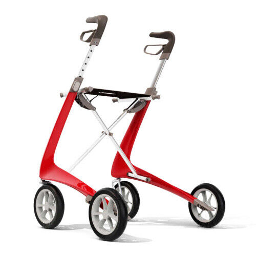 Acre Carbon Ultralight Rollator Komfort Rot mit Rückengurt Stockhalter u. Tasche - Afbeelding 7 van 10