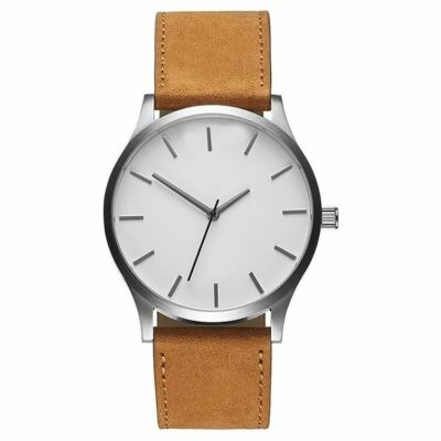 #ad Men Wristwatch Large Dial Leather Strap Fashion Minimalist Quartz Analog Design $8.99