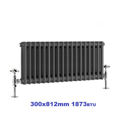 2 Säulen Horizontal Traditionell Anthrazit Zentralheizung Heizkörper 300x812mm