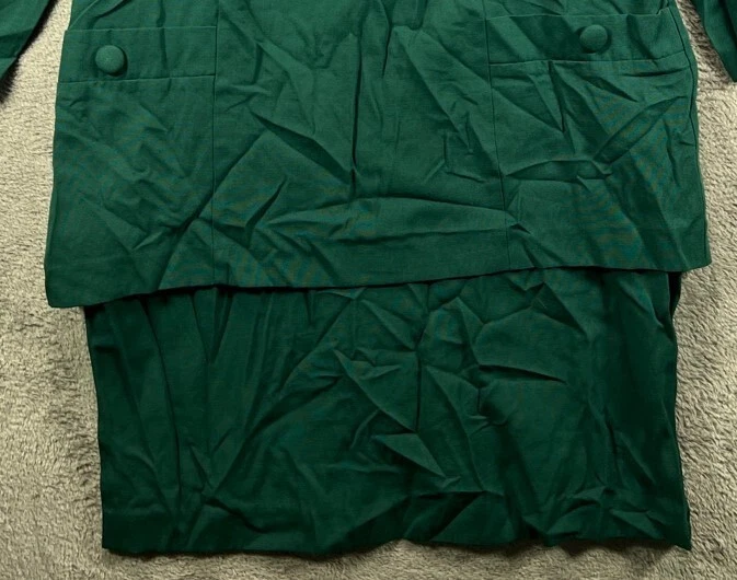 Vestido blusa verde manga larga midi cremallera vintage años 80 Jennifer James para mujer 12 Foto 3 de 4