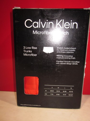 CALVIN KLEIN MICROFIBER STRETCH LOW RISE TRUNKS, 3 PR, NEW IN BOX, SZ 2XL, #77 - Picture 4 of 10