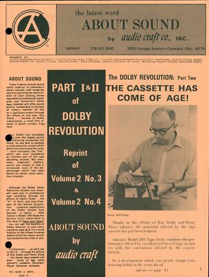 1970 Dolby Revolution Audio Craft Cleveland Tape Hifi Audiophile Dealer Brochure