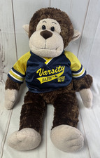 Build a Bear Original 1997 Plush Brown Monkey in Varsity BABW shirt 18"